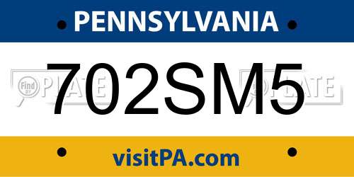 702SM5 Pennsylvania License Plate