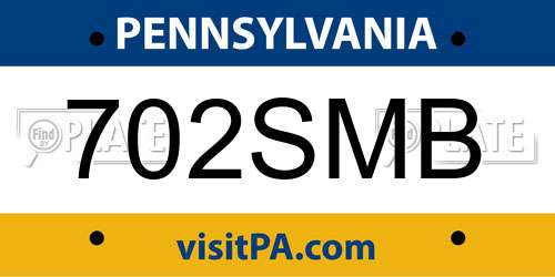 702SMB Pennsylvania License Plate