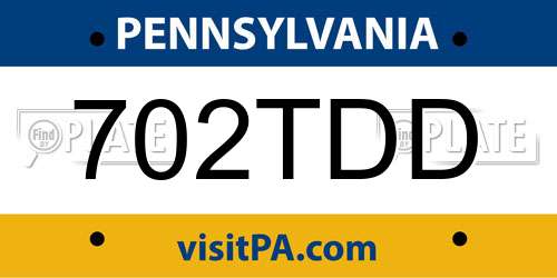 702TDD Pennsylvania License Plate