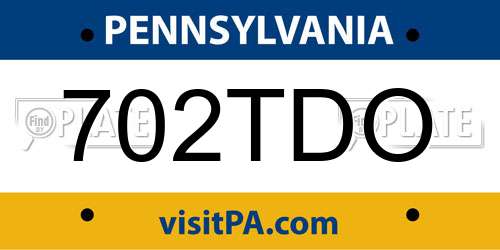 702TDO Pennsylvania License Plate