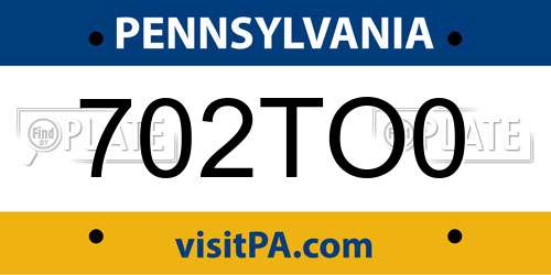 702TO0 Pennsylvania License Plate