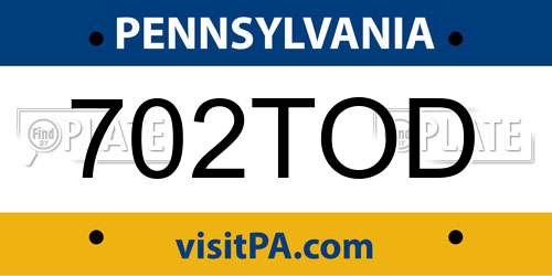 702TOD Pennsylvania License Plate