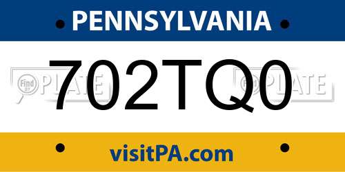 702TQ0 Pennsylvania License Plate