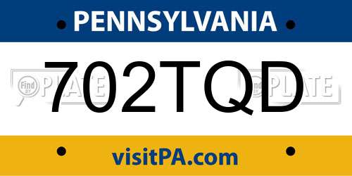 702TQD Pennsylvania License Plate