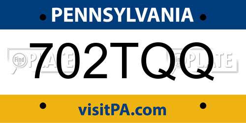 702TQQ Pennsylvania License Plate