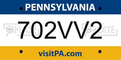 702VV2 Pennsylvania License Plate