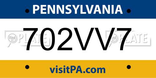702VV7 Pennsylvania License Plate