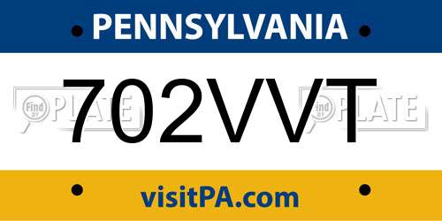 702VVT Pennsylvania License Plate