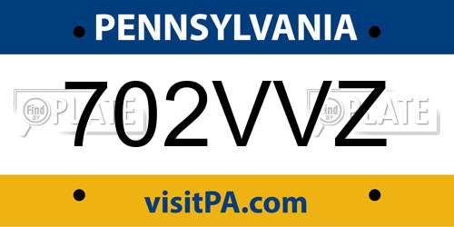 702VVZ Pennsylvania License Plate