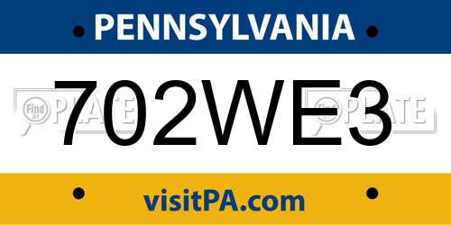 702WE3 Pennsylvania License Plate