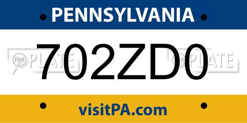 702ZD0 Pennsylvania License Plate