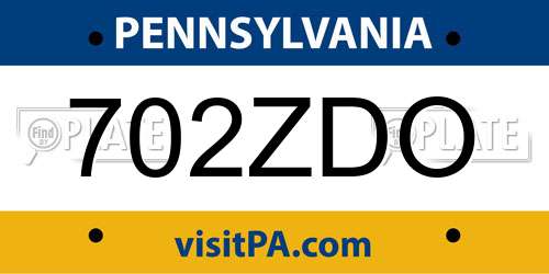 702ZDO Pennsylvania License Plate