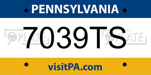 7039TS Pennsylvania License Plate