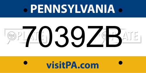 7039ZB Pennsylvania License Plate