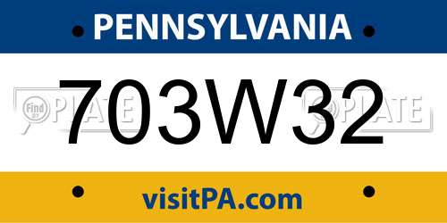 703W32 Pennsylvania License Plate