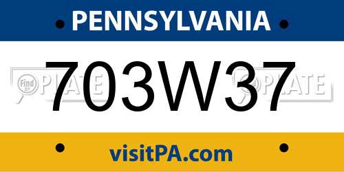 703W37 Pennsylvania License Plate