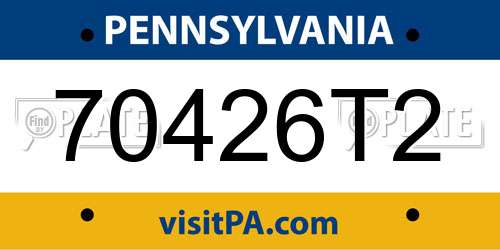 70426T2 Pennsylvania License Plate