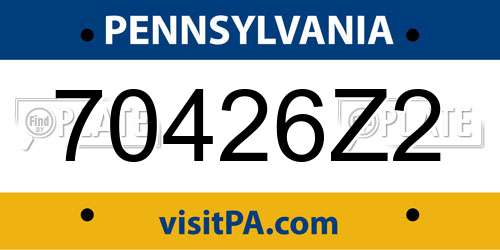 70426Z2 Pennsylvania License Plate