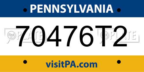 70476T2 Pennsylvania License Plate