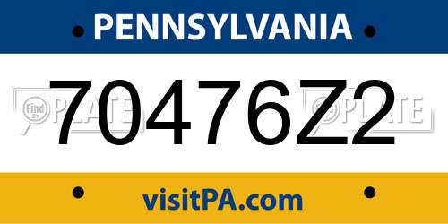 70476Z2 Pennsylvania License Plate