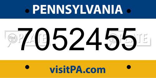 7052455 Pennsylvania License Plate