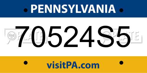 70524S5 Pennsylvania License Plate
