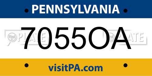 7055OA Pennsylvania License Plate