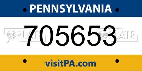 705653 Pennsylvania License Plate