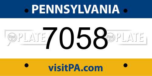 7058 Pennsylvania License Plate