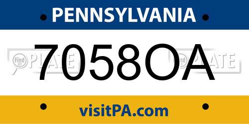 7058OA Pennsylvania License Plate