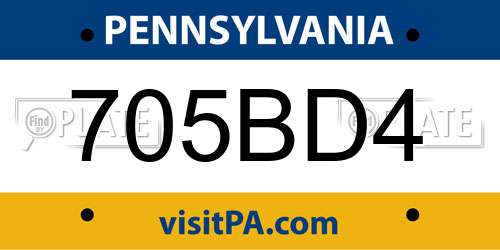 705BD4 Pennsylvania License Plate