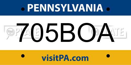 705BOA Pennsylvania License Plate
