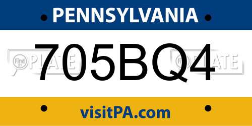 705BQ4 Pennsylvania License Plate