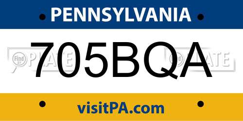 705BQA Pennsylvania License Plate