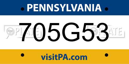 705G53 Pennsylvania License Plate