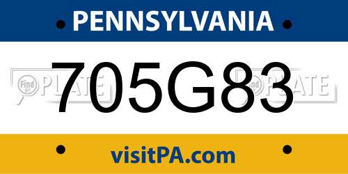 705G83 Pennsylvania License Plate