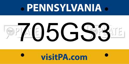 705GS3 Pennsylvania License Plate