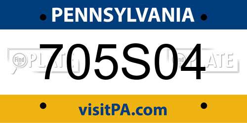 705S04 Pennsylvania License Plate
