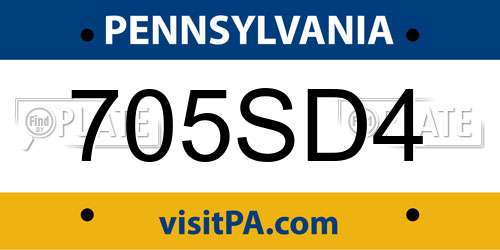 705SD4 Pennsylvania License Plate