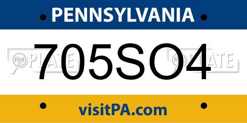 705SO4 Pennsylvania License Plate