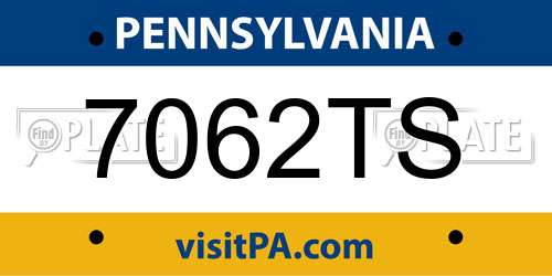 7062TS Pennsylvania License Plate