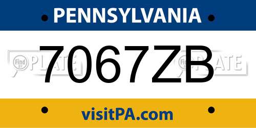 7067ZB Pennsylvania License Plate