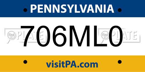 706ML0 Pennsylvania License Plate
