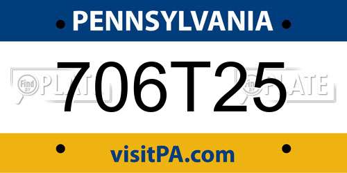 706T25 Pennsylvania License Plate