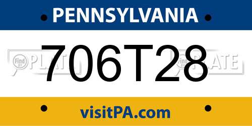 706T28 Pennsylvania License Plate