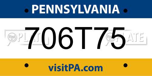 706T75 Pennsylvania License Plate