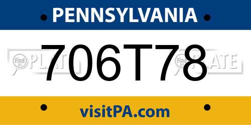 706T78 Pennsylvania License Plate