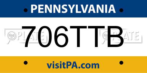 706TTB Pennsylvania License Plate