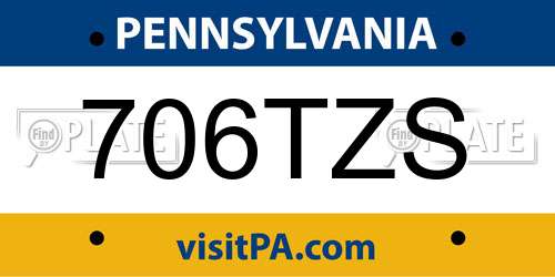 706TZS Pennsylvania License Plate
