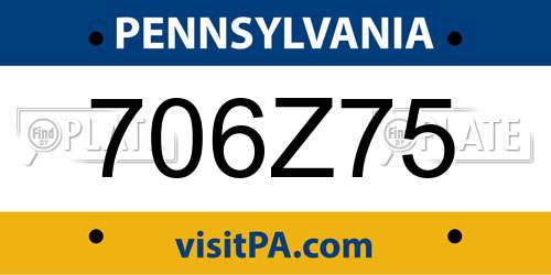 706Z75 Pennsylvania License Plate